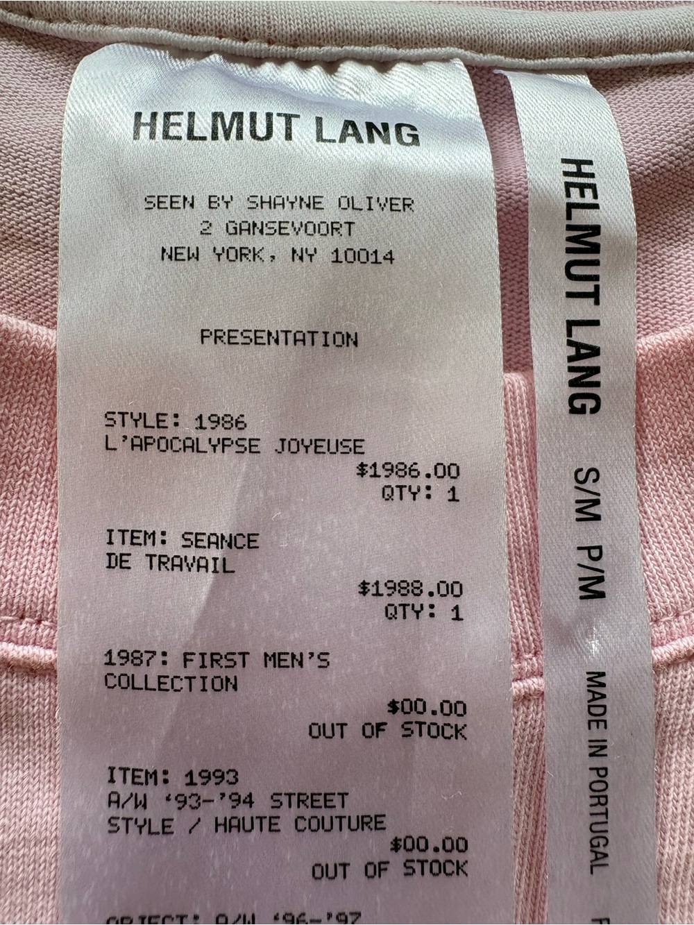 Helmut Lang Pale Pink Logo Tag Tee - Picture 3 of 5
